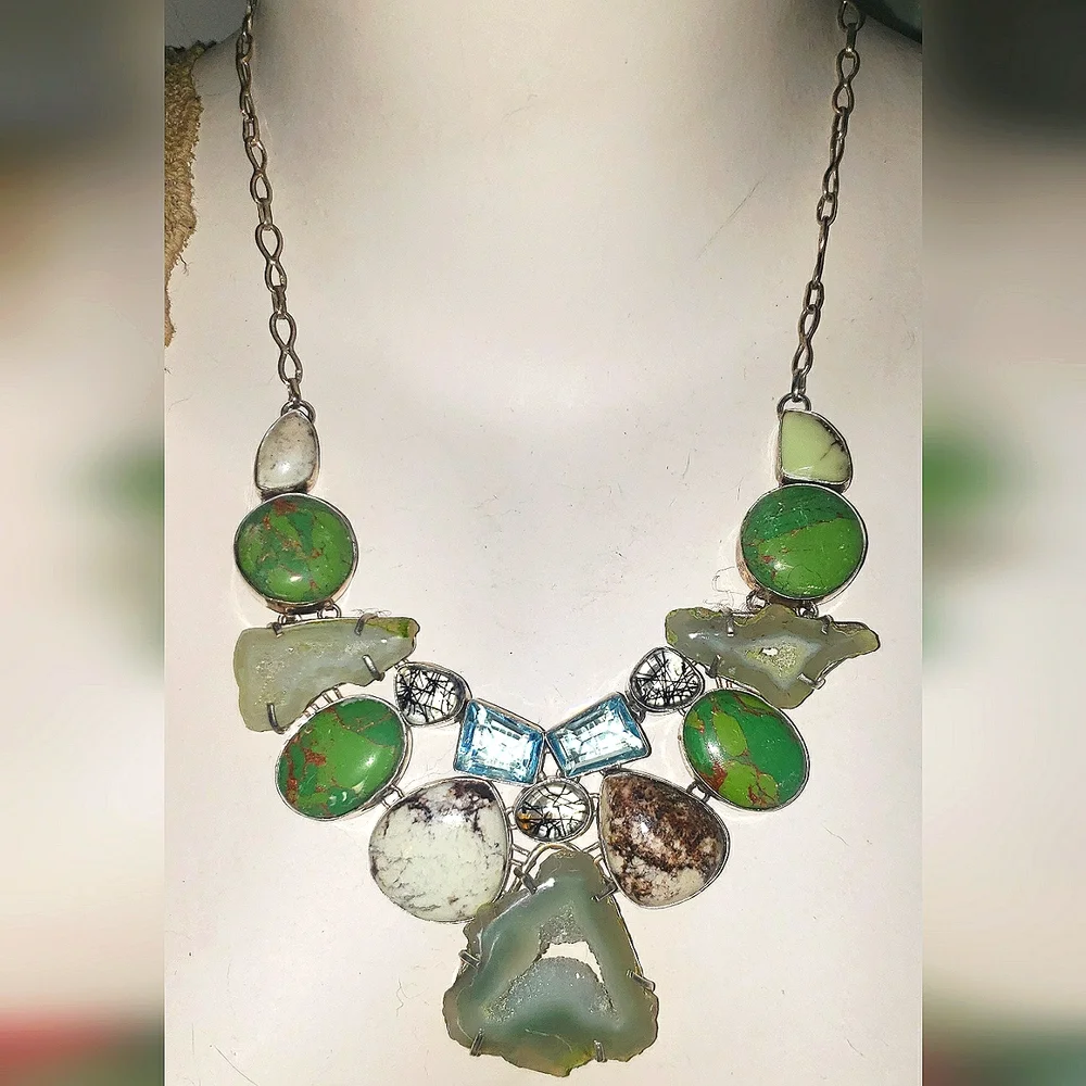 Showstopping Multi-Gemstone Extravaganza Statement Necklace - Picture 16 of 16